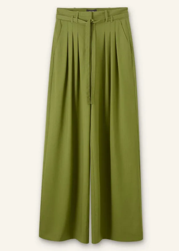 High-Waisted Multi Pleat Trouser + Belt