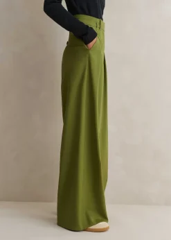 High-Waisted Multi Pleat Trouser + Belt