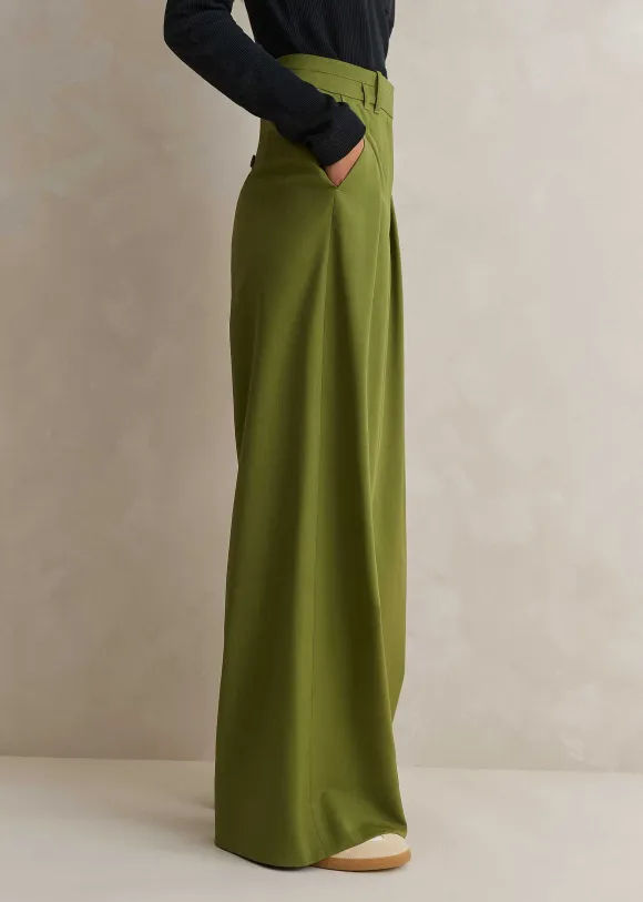 High-Waisted Multi Pleat Trouser + Belt