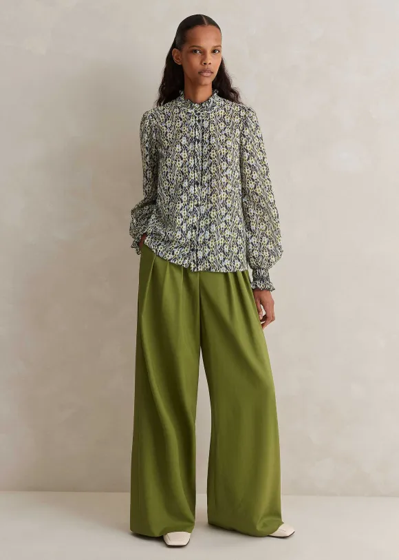 High-Waisted Multi Pleat Trouser + Belt