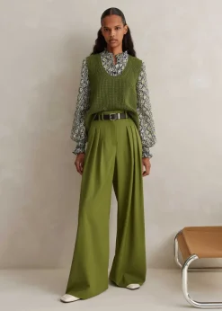 High-Waisted Multi Pleat Trouser + Belt