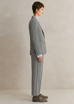 Houndstooth Blazer + Slim Crop Trouser Suit