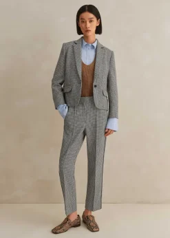 Houndstooth Cropped Jacket + Slim Crop Trouser Suit