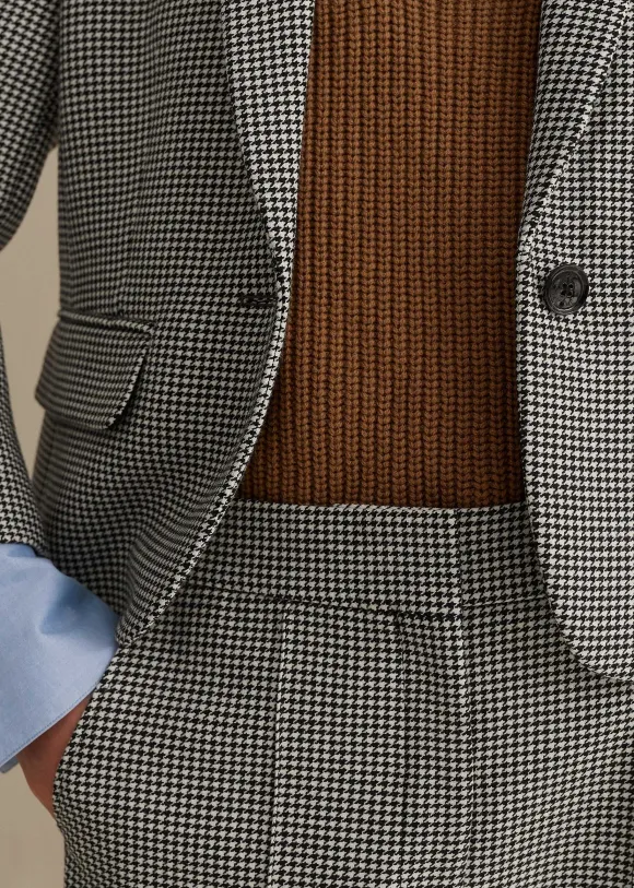 Houndstooth Cropped Jacket + Slim Crop Trouser Suit