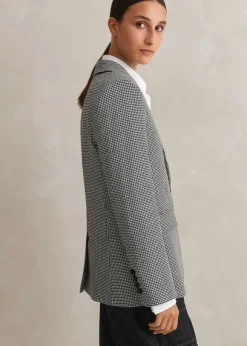 Houndstooth Single-Breasted Blazer