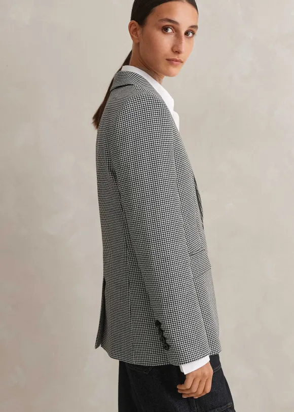 Houndstooth Single-Breasted Blazer