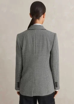 Houndstooth Single-Breasted Blazer