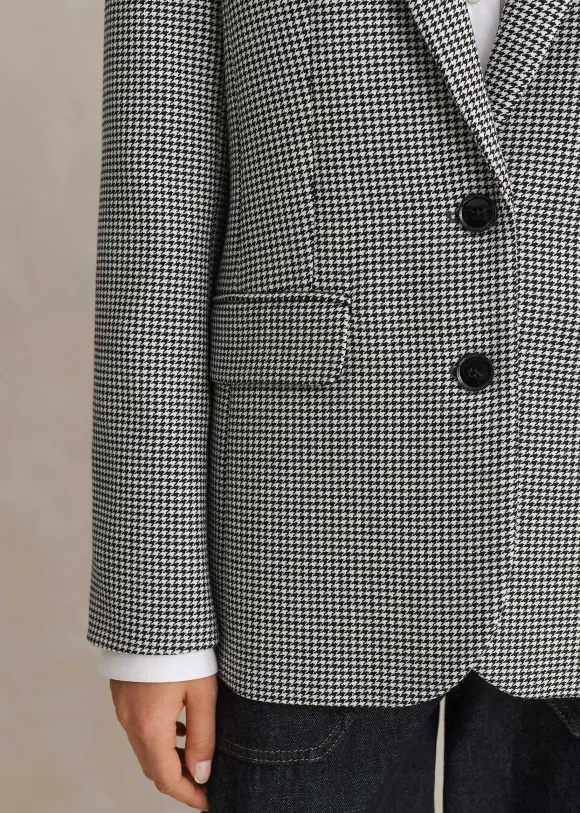 Houndstooth Single-Breasted Blazer