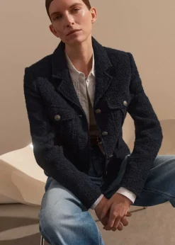 Italian Boucl Military Crop Jacket
