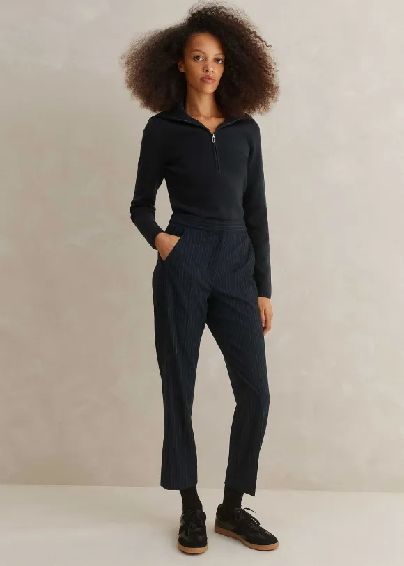 Italian Pinstripe Slim Crop Trouser