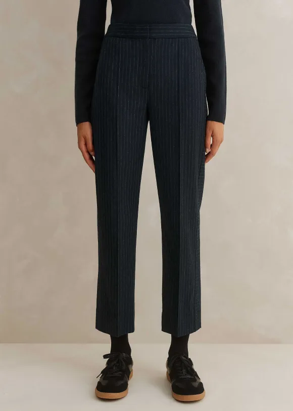 Italian Pinstripe Slim Crop Trouser
