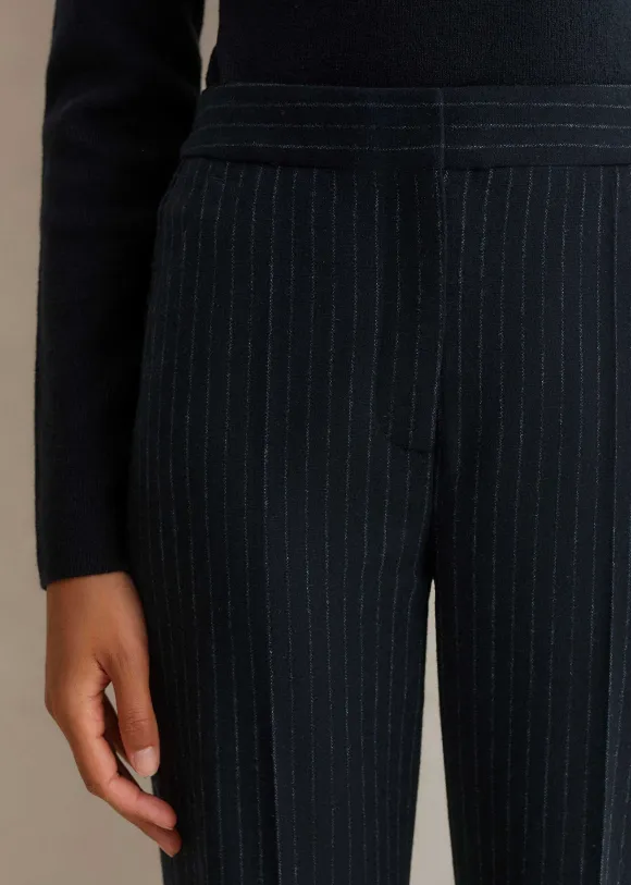 Italian Pinstripe Slim Crop Trouser
