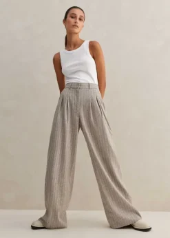 Italian Pinstripe Wide-Leg Trouser