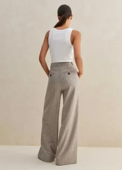 Italian Pinstripe Wide-Leg Trouser