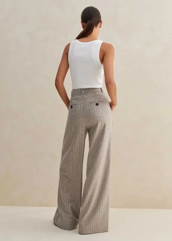 Italian Pinstripe Wide-Leg Trouser