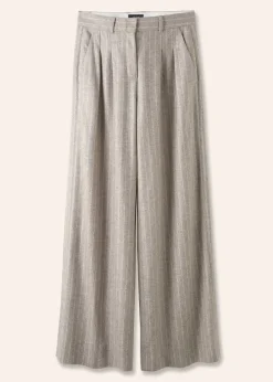Italian Pinstripe Wide-Leg Trouser