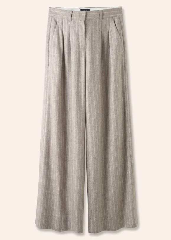 Italian Pinstripe Wide-Leg Trouser