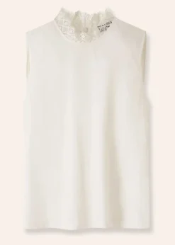Lace Trim Crew Neck Layering Tank