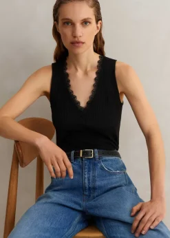Lace Trim V Neck Layering Tank