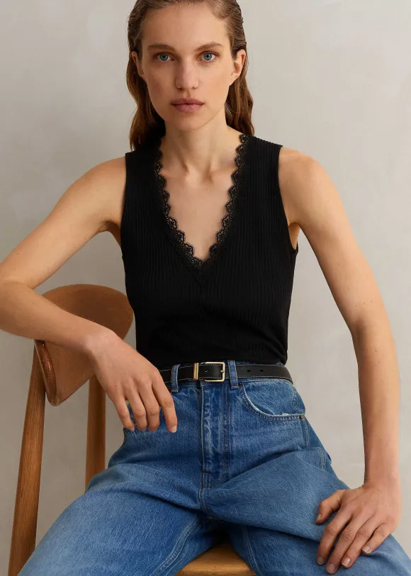 Lace Trim V Neck Layering Tank