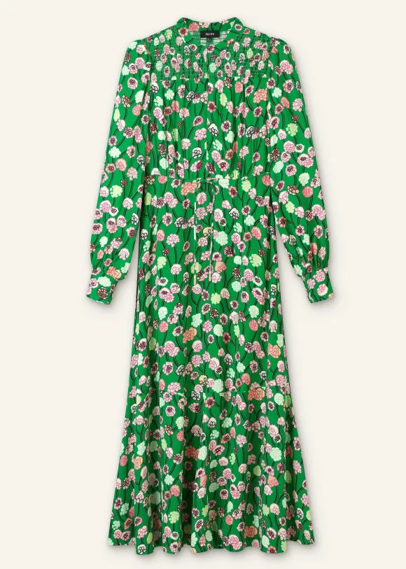 Lantana Flower Print Drawstring Maxi Dress