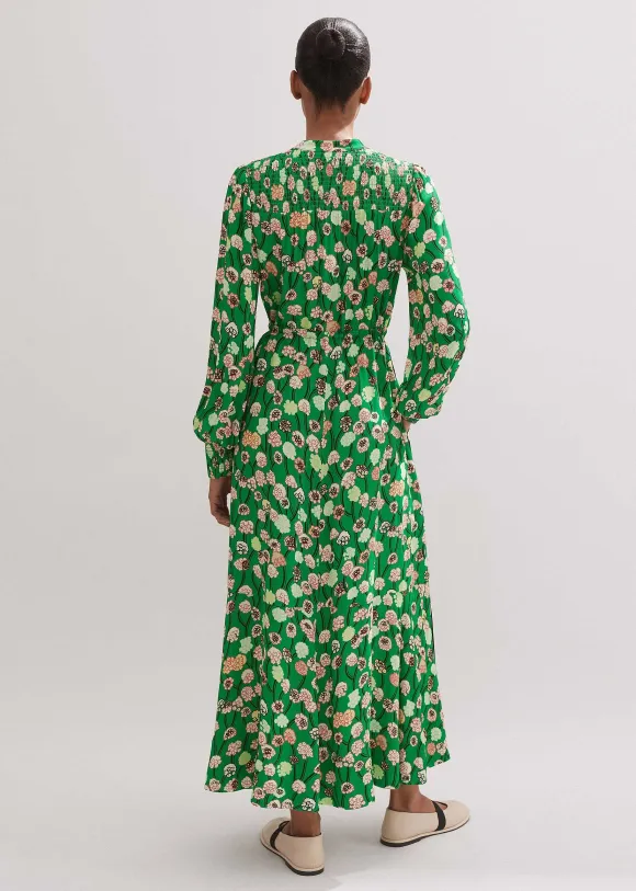 Lantana Flower Print Drawstring Maxi Dress
