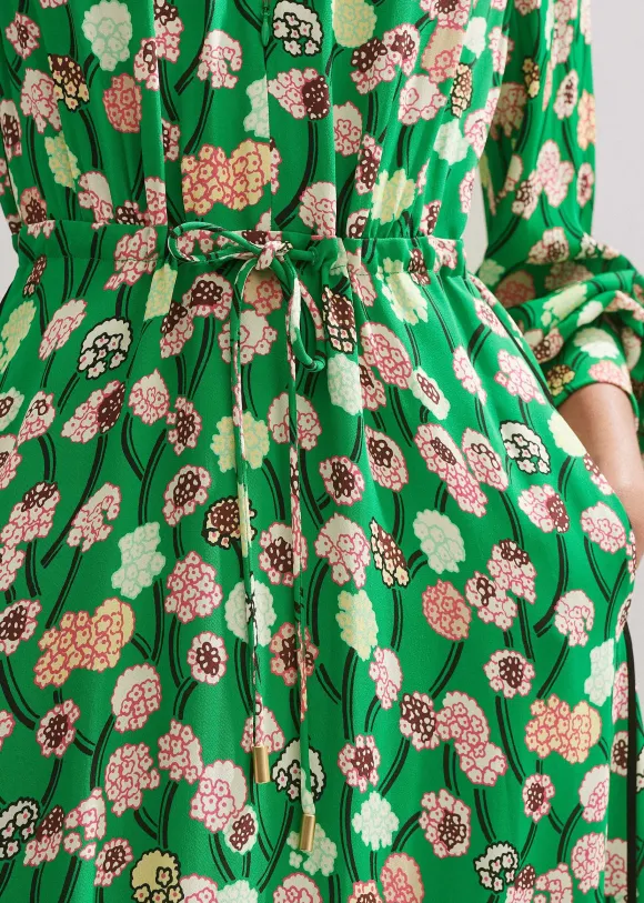 Lantana Flower Print Drawstring Maxi Dress