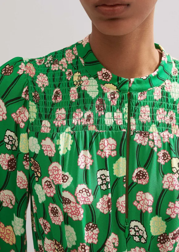 Lantana Flower Print Drawstring Maxi Dress