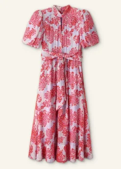 Layered Violets Print Midi Dress + Belt