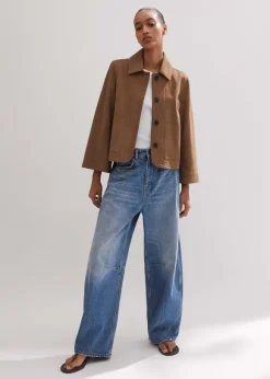Leather Wide Sleeve Swing Jacket