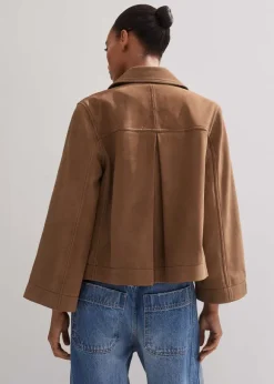 Leather Wide Sleeve Swing Jacket