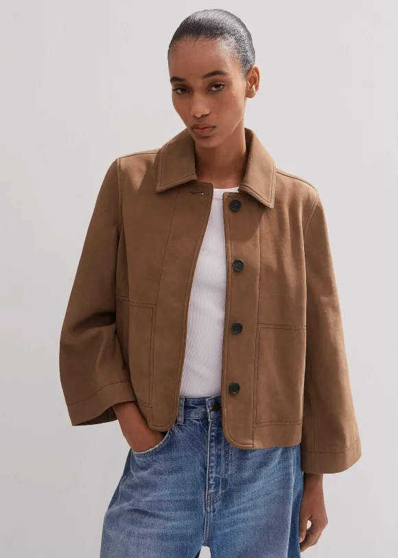 Leather Wide Sleeve Swing Jacket