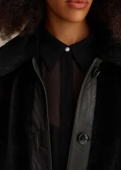 Luxe Shearling Leather Mix Swing Coat
