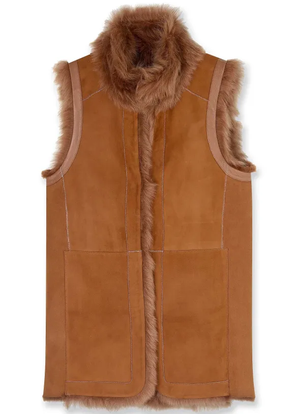 Luxe Toscana Shearling Long Gilet