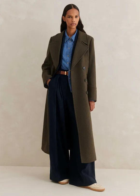Melange Wool Longline Coat