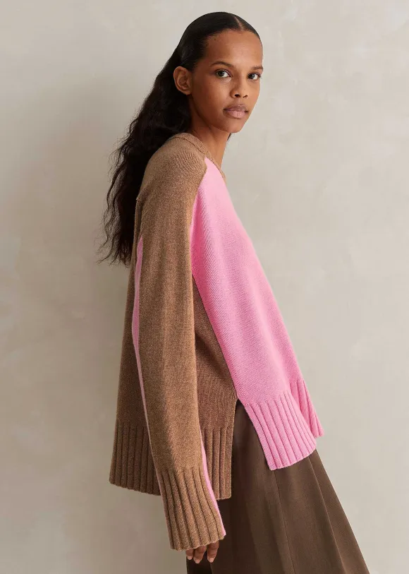 Merino Cashmere Colour Block Jumper + Snood