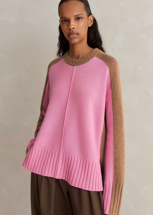 Merino Cashmere Colour Block Jumper + Snood