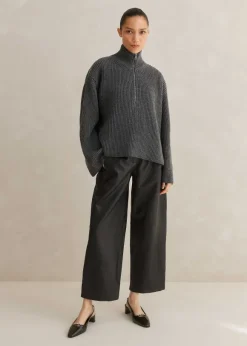 Merino Cashmere Crop Half Zip Jumper