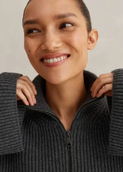 Merino Cashmere Crop Half Zip Jumper