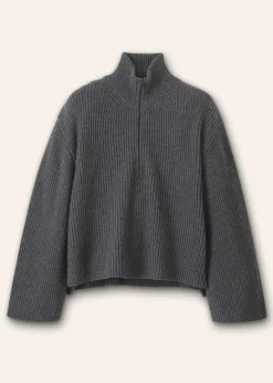Merino Cashmere Crop Half Zip Jumper