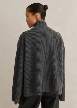 Merino Cashmere Crop Half Zip Jumper