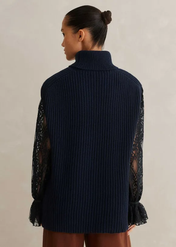 Merino Cashmere Relaxed Roll Neck Vest