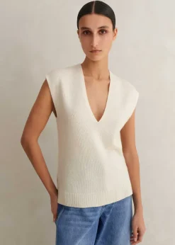 Merino Cashmere Relaxed V Neck Vest