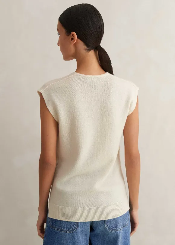 Merino Cashmere Relaxed V Neck Vest
