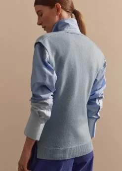 Merino Cashmere Relaxed V-Neck Vest
