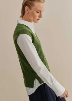 Merino Cashmere Relaxed V Neck Vest