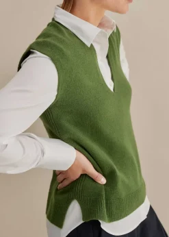 Merino Cashmere Relaxed V Neck Vest