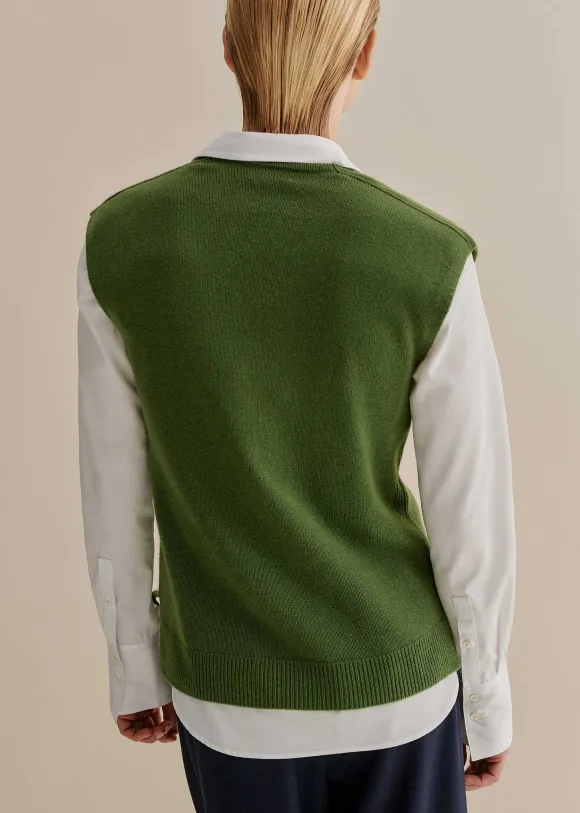 Merino Cashmere Relaxed V Neck Vest