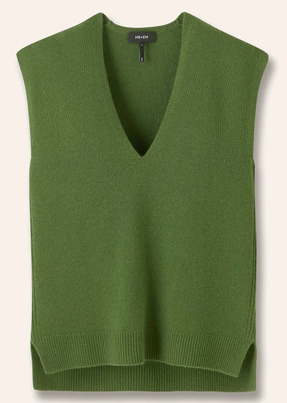 Merino Cashmere Relaxed V Neck Vest