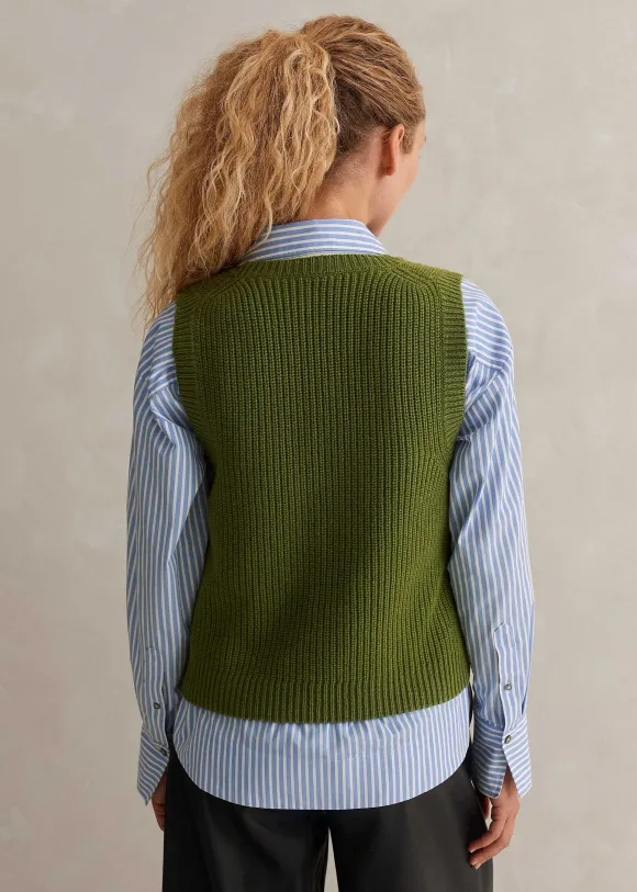 Merino Cashmere Ribbed Scoop Neck Vest